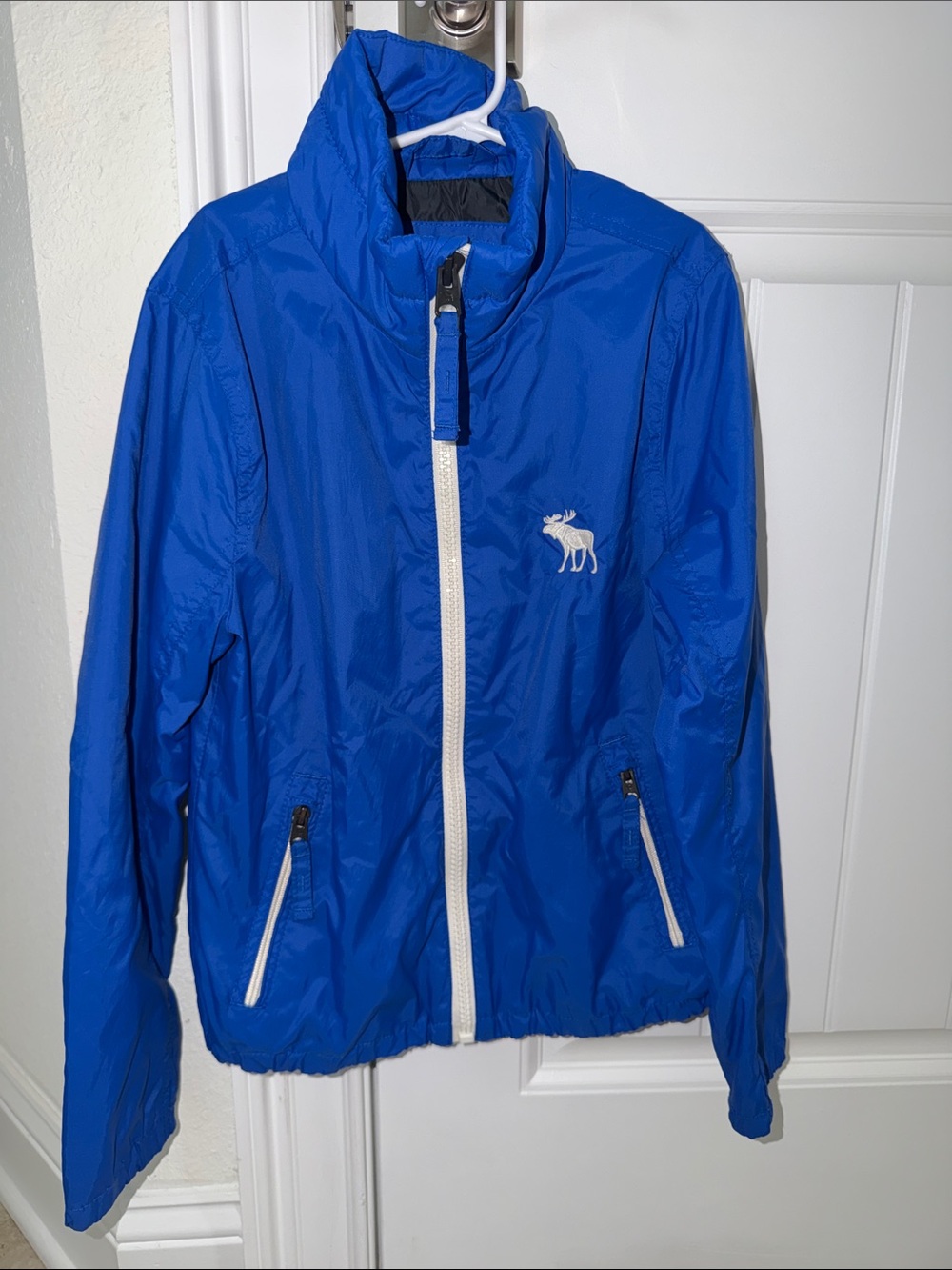 Abercrombie & Fitch Royal Blue Windbreaker Jacket with White Trim